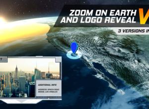 AE模板-缩放聚焦三维地球Logo动画 Zoom On Earth And Logo Reveal V2