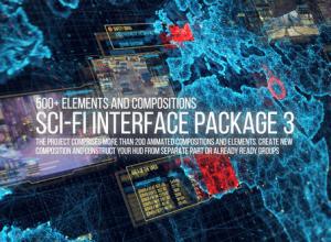 AE模板-500+科技感军事HUD屏幕元素动画包