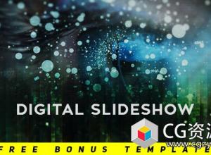 AE模板-电影数字幻灯片粒子图片展示开场 Cinematic Digital Slideshow