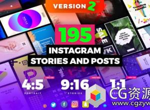 AE模板-社交媒体时尚视频宣传包装片头 Instagram Stories and Posts Pack
