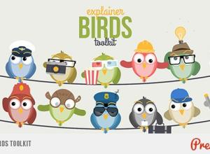 AE模板-鸟类工具包卡通拟人化小鸟角色MG动画