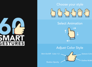 AE模板-60组卡通手势点赞触摸点击滑动动画