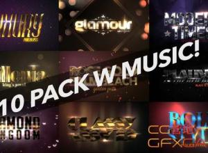 AE模板-10 个4K大气三维奢华文字Logo动画 4K Luxury 10 Logo Text Intro Pack