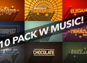 AE模板-10个4K三维复古文字标题动画 4K Vintage Retro 10 Logo Text Intro Pack