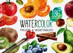 AE模板-4K水彩水墨晕染水果蔬菜食物动画展示