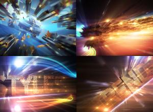 E3D模板-时尚闪亮星条汇聚三维文字标题栏目包装片头