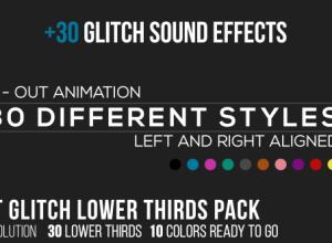 AE模板-4k抽象扁平化信号损坏人名字幕条动画+音效