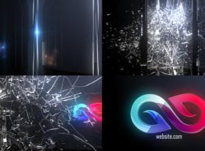 AE模板-抽象玻璃反射破碎Logo动画 Abstract Glass Shatter Logo Opener