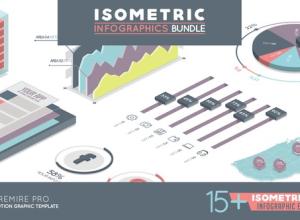AE模板+PR预设-三维等距扁平化柱状图饼状图信息数据图表动画