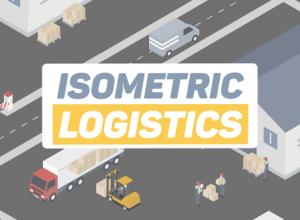 AE模板-三维等距扁平化物流快递运输MG动画场景