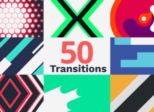 AE模板-50个多彩基本图形元素过渡转场动画transitions