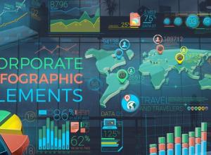 AE模版-多彩公司信息图表数据柱状图动画元素Colorful Corporate Infographic Elements