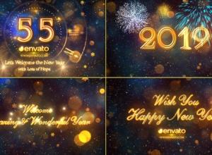 AE模板-2019新年60秒时钟烟花倒计时动画New Year Countdown 2019