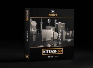 C4DE3D模型城市建筑屋顶/水塔/烟囱/天线/广告牌集合