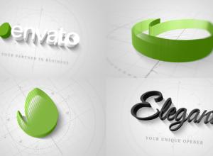 AE模板-优雅标志建筑草图三维Logo动画 Technical Elegant Logo 3D Opener