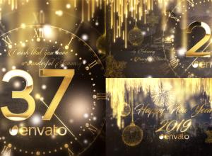 AE模板-60秒时钟烟花2019新年倒计时庆祝动画+背景音乐