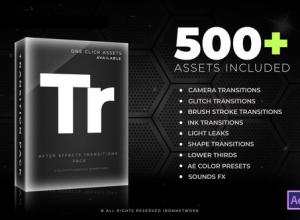 AE模板-500+信号损坏笔刷水墨光效图形遮罩视频转场