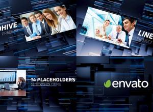 AE模板-蓝色科技感三维光线背景商务片头 Light Trace Slideshow