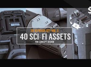 40个科幻风格硬面3D模型ArtStation Marketplace – 3D Kitbash Set Vol 2: 40 Sci-Fi Assets