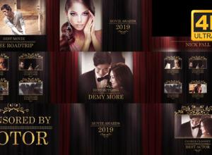 AE模板-豪华电影颁奖典礼年会银幕演员盛典金色粒子片头+背景音乐