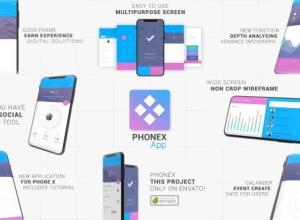 AE模板-iPhoneX应用App推广视频手机多屏幕UI设计界面动画 Phonex App Promo Kit