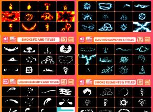 AE模板-六套手绘卡通漫画流体爆炸能量元素文字标题MG动画工具包