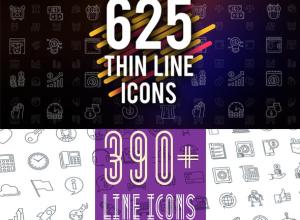 AE模板-两套1000+扁平化线条图标ICON动画