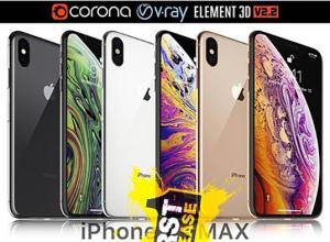 全色彩苹果手机3D模型 Cubebrush – Apple iPhone X + XS MAX (MAX/OBJ/E3D/3DS格式)