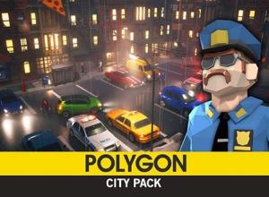 城市低多边形楼房人物汽车人物角色3D模型