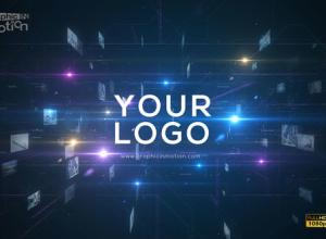 AE模板-空间科技感飞过数字网络穿越照片墙片头 Fly through Digital Network Opener