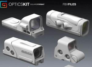 瞄准镜3D模型 Gumroad – Optics Kit – Square Format