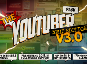 AE模板+PR预设-卡通漫画网络视频推荐宣传包装字幕条Logo展示V3