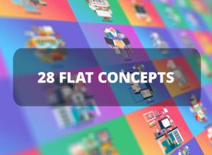 AE模板-28个扁平化MG动画工具包 Bundle Business Flat Concepts