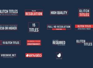 AE模板+PR预设 15个信号损坏文字标题动画 15 Glitch Titles