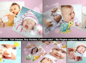 AE模板-婴儿相册可爱的幻灯片Baby Photo Album Lovely Slideshow