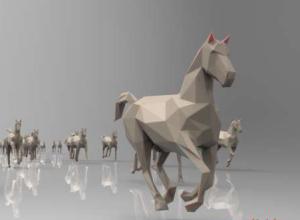 低多边形马3D模型 CGTrader – Low poly running horses – 23pcs posed Low-poly 3D model