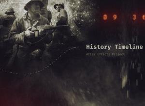 AE模板-复古回忆粉尘遮罩历史时间线照片开场 History Timeline III