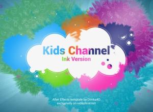 AE模板-多彩水墨遮罩快乐儿童视频开场 Kids Channel