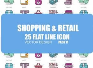AE模板-购物零售商店网络扁平化图标ICON动画 Shoping And Retail – Flat Animation Icons