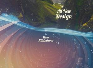 AE模板-震撼水流气泡转场图像视差幻灯片Water Slideshow