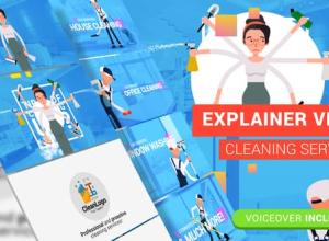 AE模板-扁平化卡通角色清洁服务解释视频Edit Explainer Video | Cleaning Services