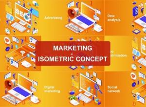 AE模板-等距市场营销信息图形动画元素 Marketing - Isometric Concept