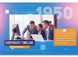 AE模板-时尚公司企业团队时间线发展历程图文介绍片头动画+背景音乐