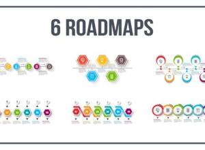 AE模板-阶梯式信息图表时间线介绍动画 6 Roadmaps Templates – Set Four