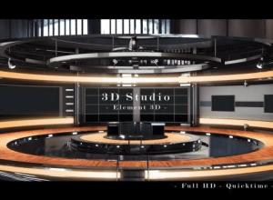 AE模板-E3D三维虚拟工作室场景动画电视栏目包装片头 3D Studio