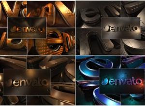 AE模板-E3D大气三维金属质感标题logo动画 LED Gold Title