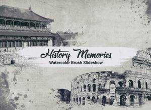 AE模板-复古水墨笔刷回忆历史片头 History Memories Watercolor Brush Slideshow
