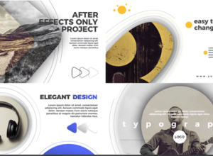 AE模板-时尚线条文字排版图片视频宣传片头+背景音乐