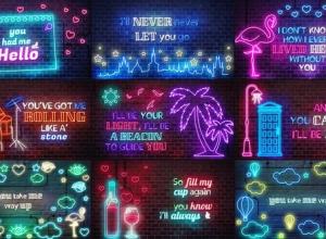 霓虹灯歌词文字动画 AE模板-Neon Lyrics Template