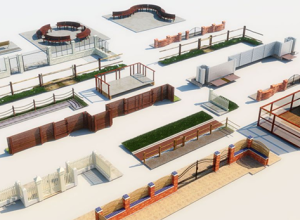 51个草坪围栏长凳大门人行道3D模型Evermotion Archmodels Vol. 116